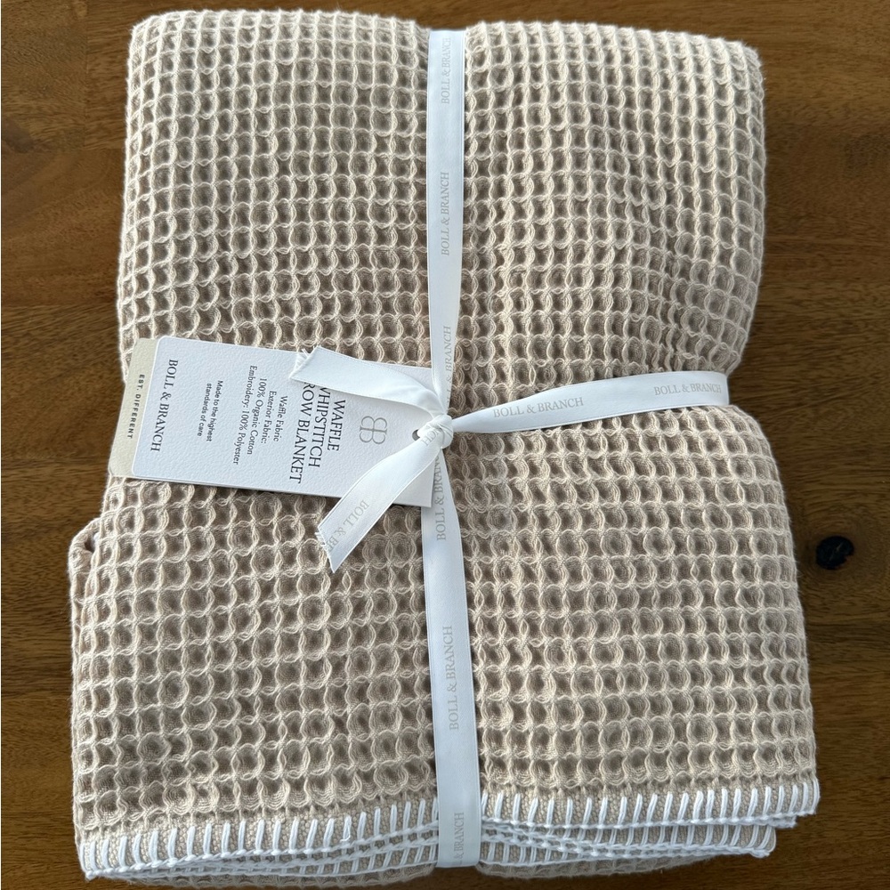 Boll & Branch Waffle Whipstitch Throw Blanket NWT